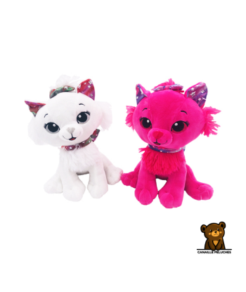 CHAT NOEUD ROSE 23CM